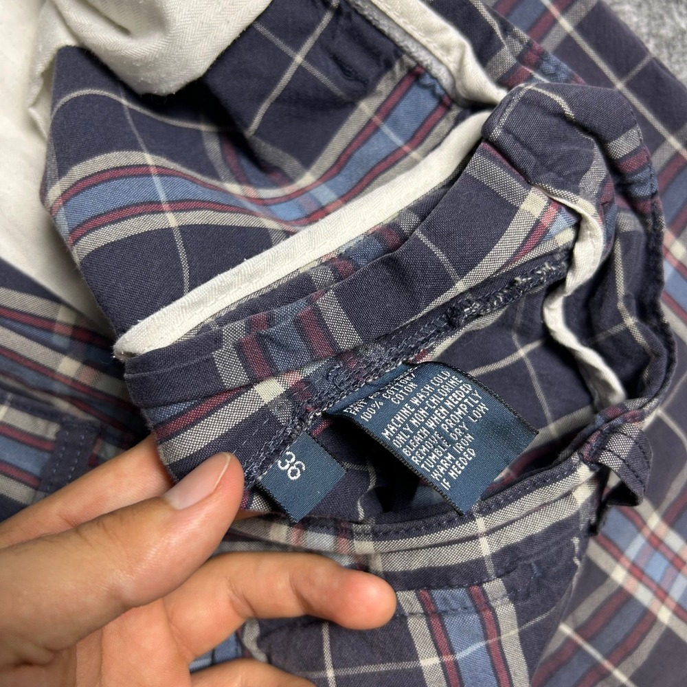 Polo Ralph Lauren Prospect Plaid Shorts Navy Blue Red Vintage 90s Skater Size 36 - Picture 6 of 8